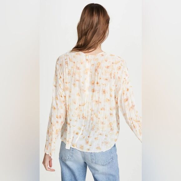 Vince Pressed Petal Long Sleeve Blouse in Off White, Size Small, NWT - Picture 4 of 13